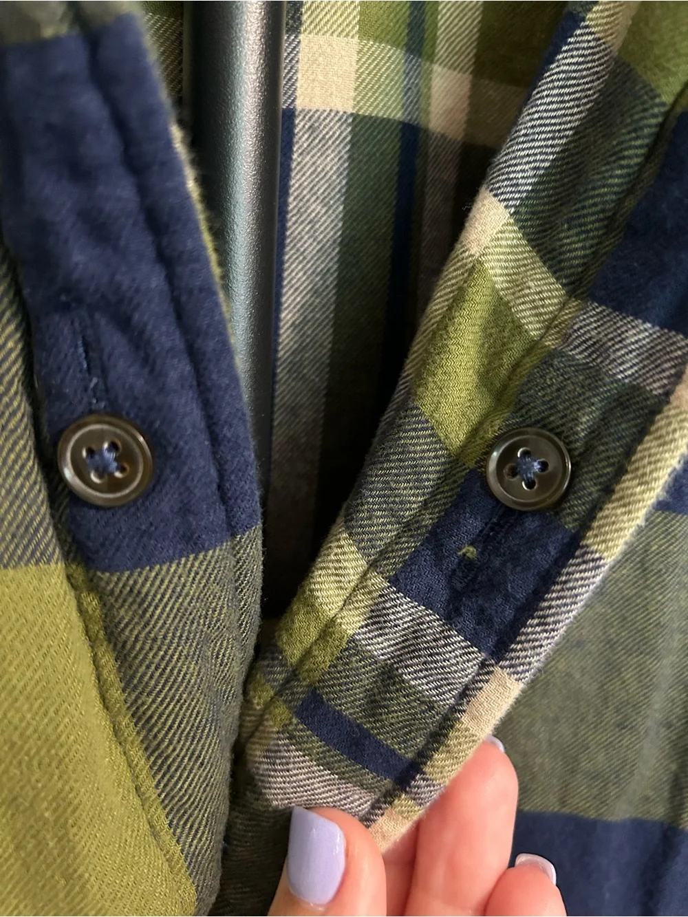 Telluride Clothing Co. Reversible Plaid Button-Up Shacket in Navy & Olive